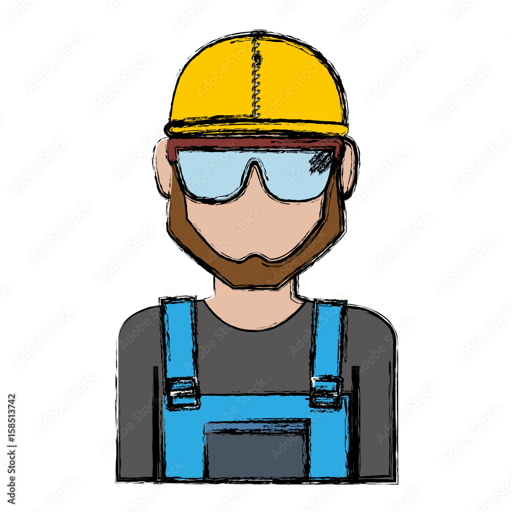 construction worker with safety goggles and helemt icon over white background colorful design vector illustration construction worker with safety goggles and helemt icon over white background colorful design vector illustration