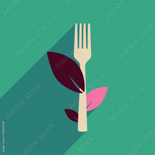 Flat web icon with long shadow eco fork