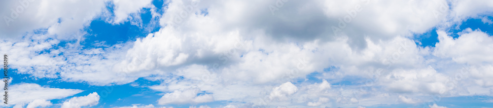 Beautiful of panorama blue sky with white cloud for texture background. Concept idea background.