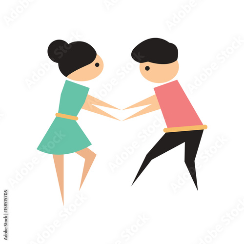 Flat web icon on white background dancers couple