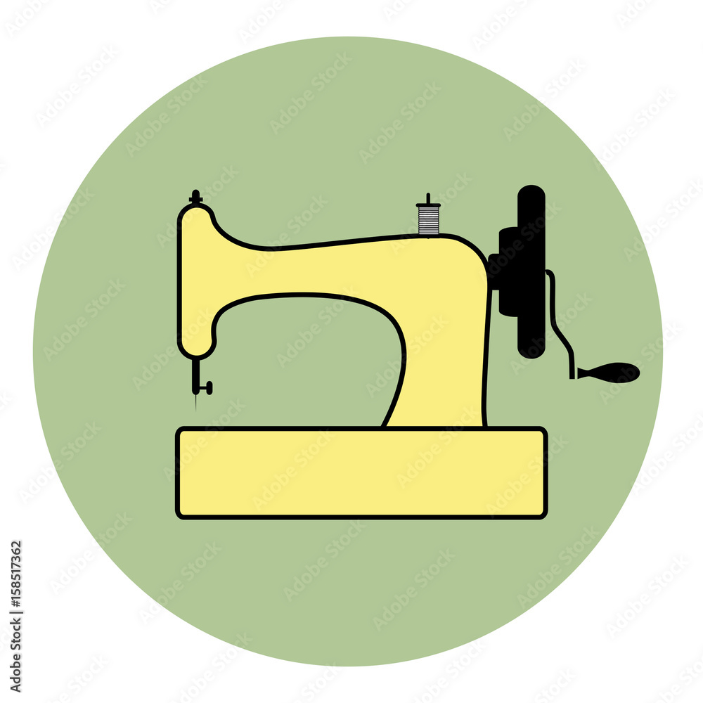 Logo style retro outlines. Sewing machine. Vector Illustration
