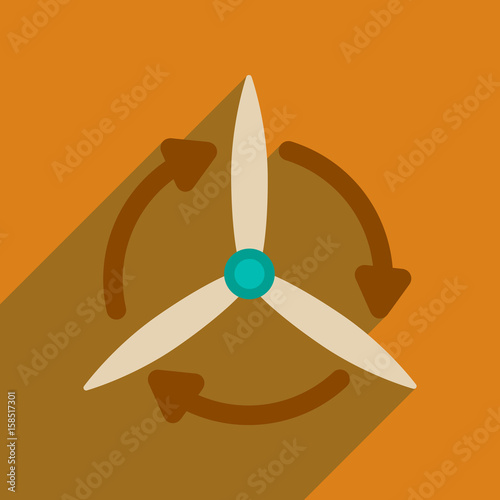 Flat web icon with long shadow windmill