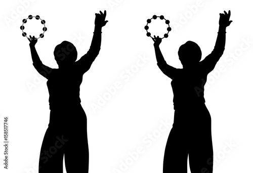 Fotografie, Obraz Woman with tambourine