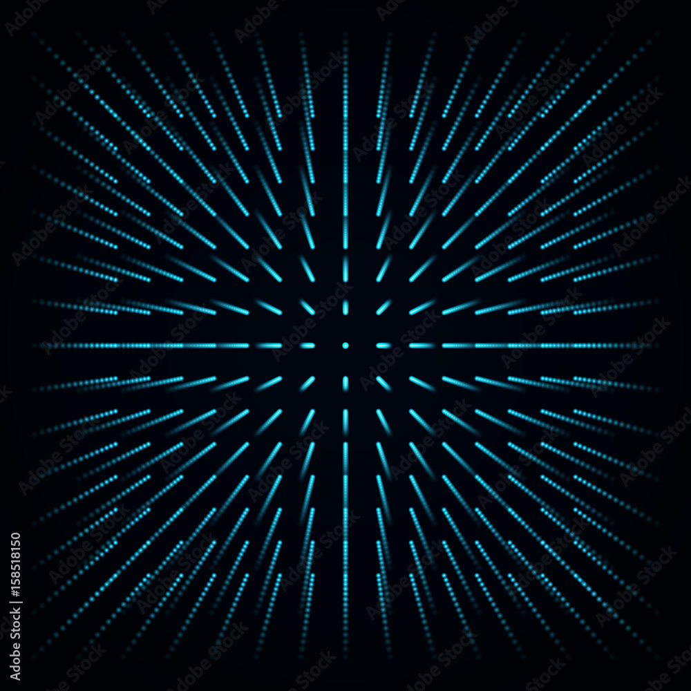 Obraz premium Infinite cube background. Matrix of glowing stars with illusion of depth and perspective. Vector illustration.