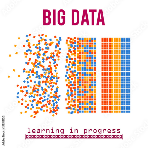 Big data visualization. Machine learning algorithms. Analysis of information. Visual data infographics design. Science and technology vector background.