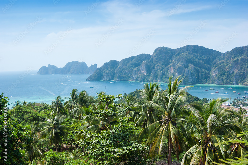 Fototapeta premium View of the island Phi Phi Don from the viewing point,Thailand.