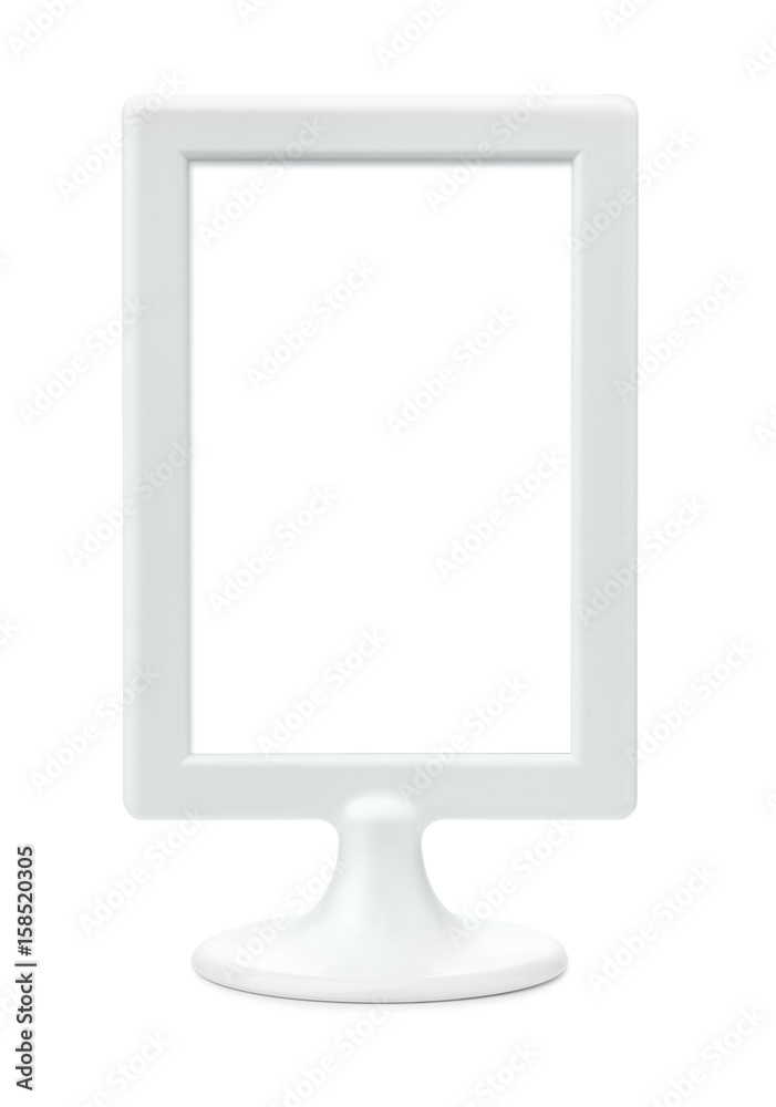 White plastic empty picture frame stand White plastic empty picture frame stand