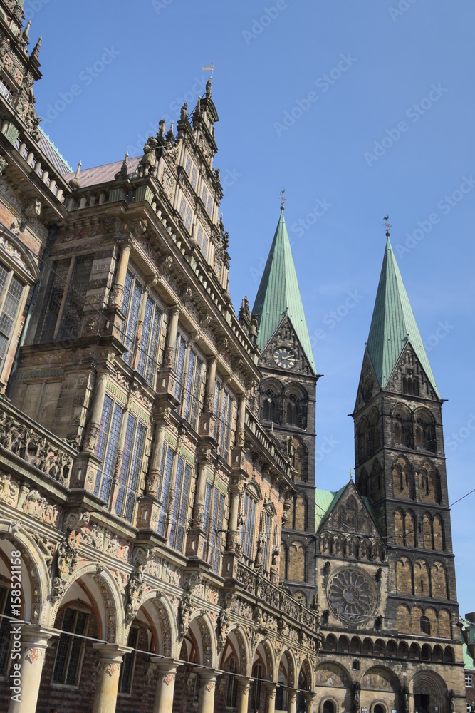 Bremen - Rathaus und St. Petri Dom, Deutschland