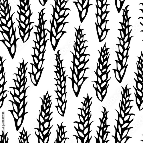 Fototapeta Naklejka Na Ścianę i Meble -  Seamless with Malt. Beer Pattern. Isolated On a White Background Realistic Doodle Cartoon Style Hand Drawn Sketch Vector Illustration.