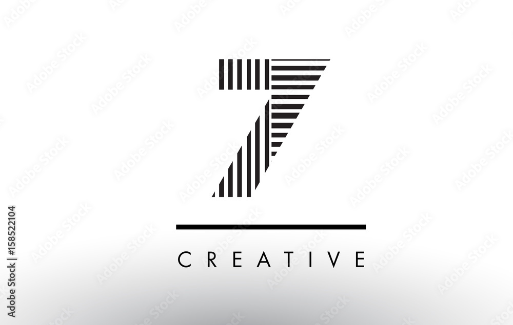 7 Black and White Lines Number Logo Design. 7 Black and White Lines Number Logo Design.