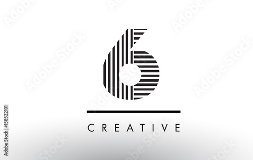 6 Black and White Lines Number Logo Design.