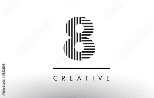 8 Black and White Lines Number Logo Design.