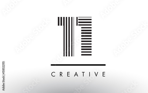 11 Black and White Lines Number Logo Design.