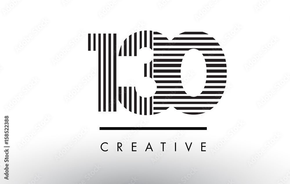 130 Black and White Lines Number Logo Design. 130 Black and White Lines Number Logo Design.
