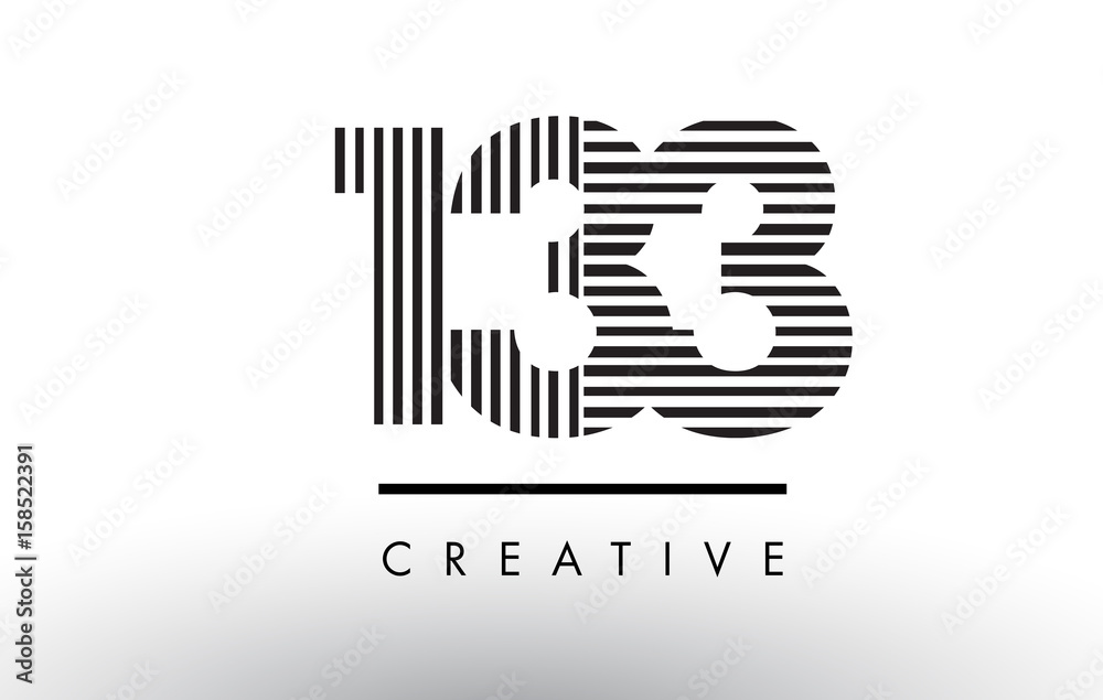 Obraz premium 133 Black and White Lines Number Logo Design.