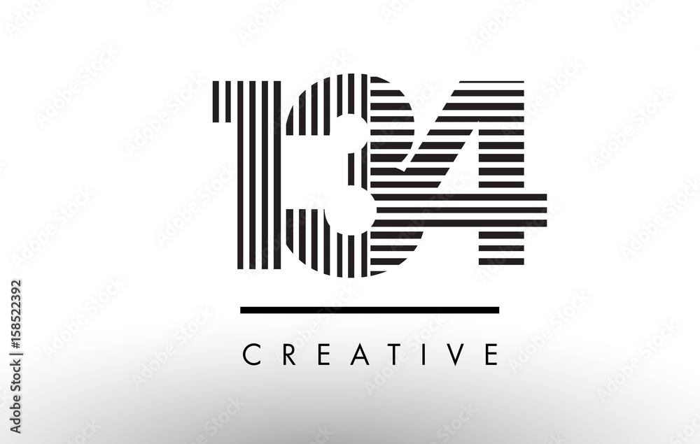 134 Black and White Lines Number Logo Design. 134 Black and White Lines Number Logo Design.