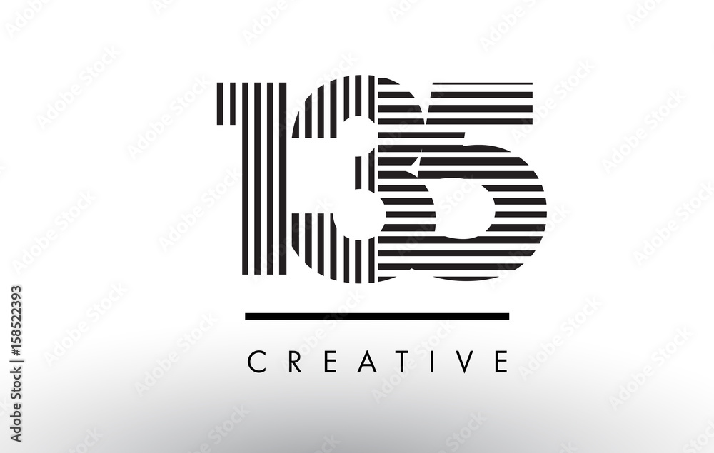 135 Black and White Lines Number Logo Design. 135 Black and White Lines Number Logo Design.