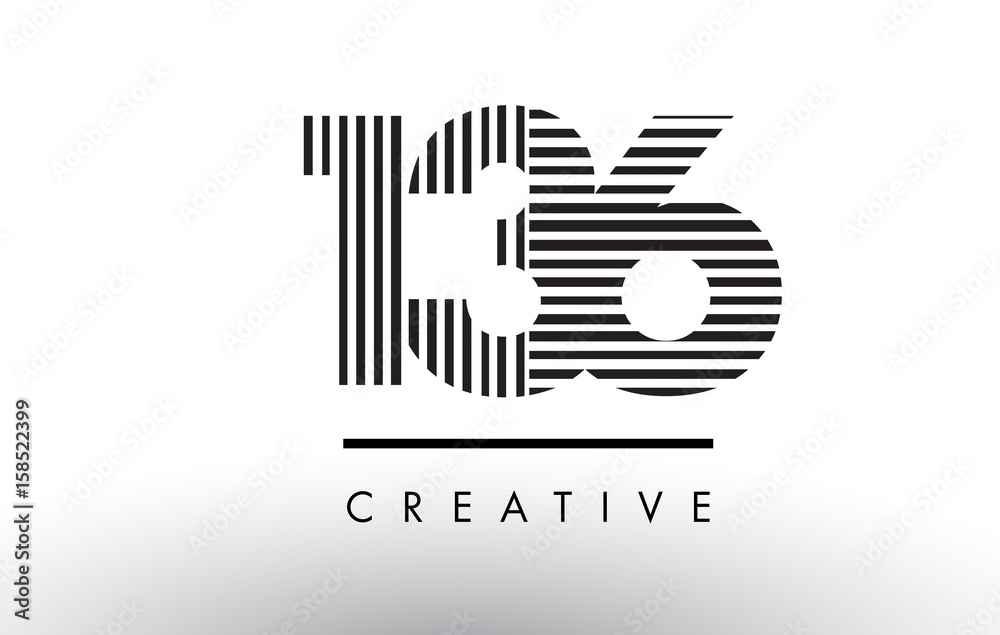 136 Black and White Lines Number Logo Design. 136 Black and White Lines Number Logo Design.