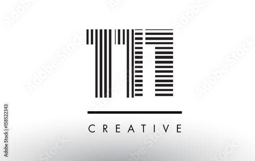 111 Black and White Lines Number Logo Design.