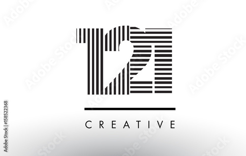 121 Black and White Lines Number Logo Design.