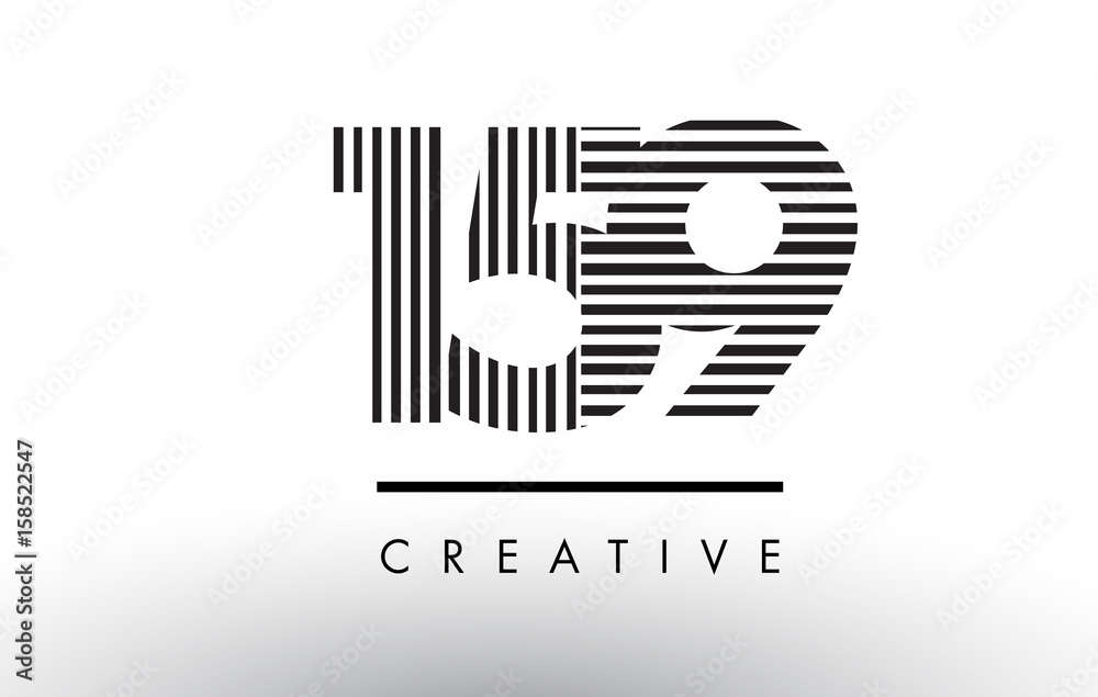 159 Black and White Lines Number Logo Design. 159 Black and White Lines Number Logo Design.