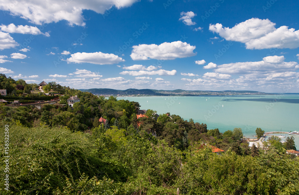 View of Lake Balaton beach from Tihany, Hungary