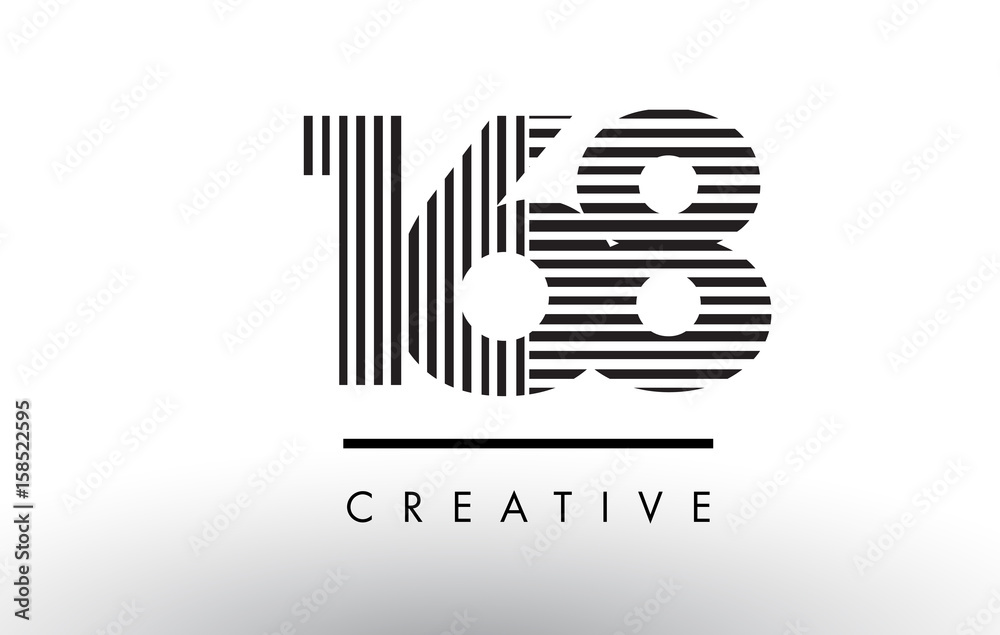 168 Black and White Lines Number Logo Design. 168 Black and White Lines Number Logo Design.