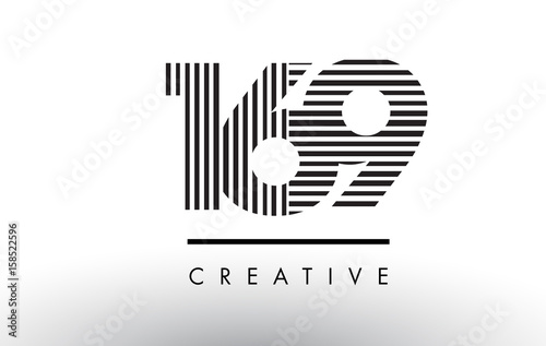 169 Black and White Lines Number Logo Design.