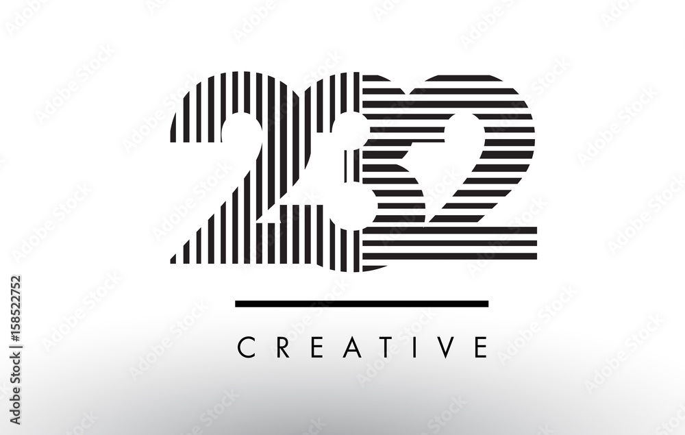 Fototapeta premium 232 Black and White Lines Number Logo Design.