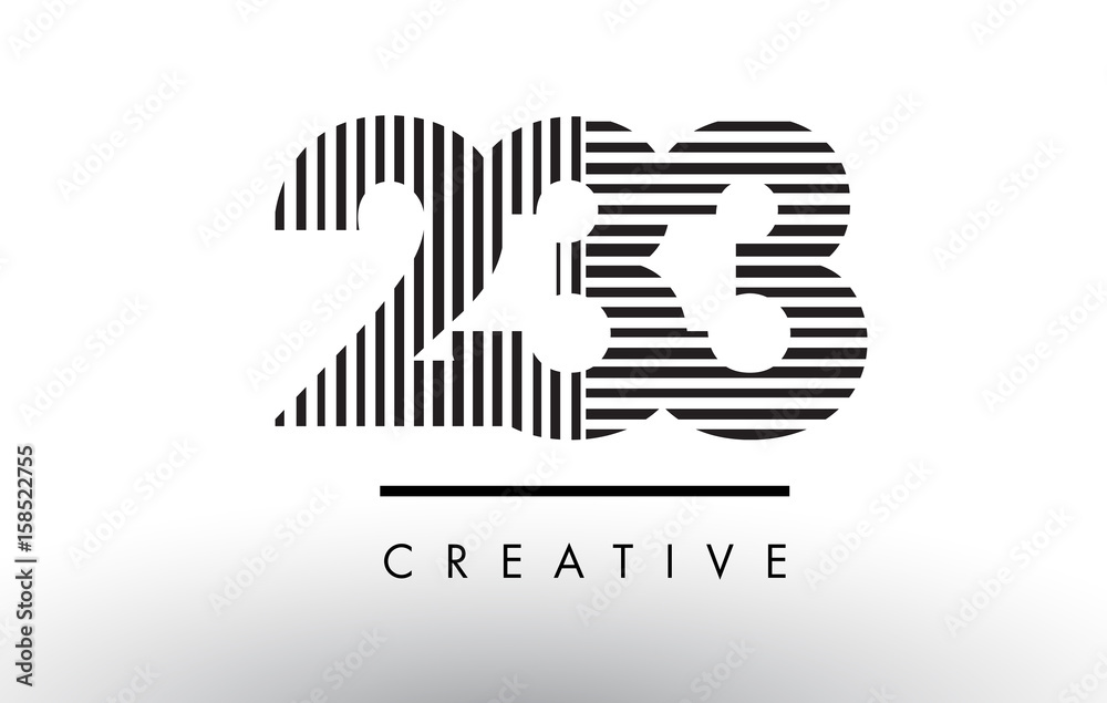 233 Black and White Lines Number Logo Design.