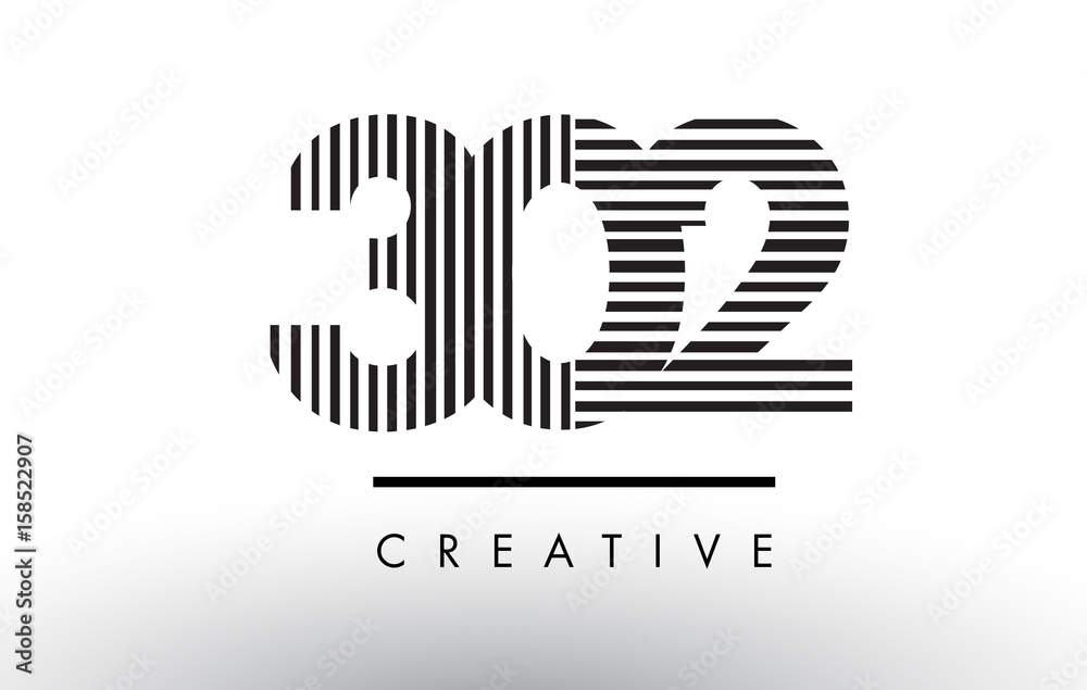 302 Black and White Lines Number Logo Design. 302 Black and White Lines Number Logo Design.
