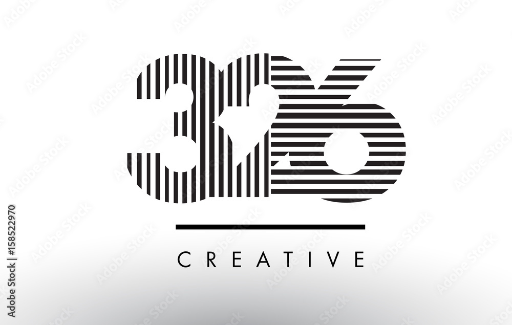 326 Black and White Lines Number Logo Design.