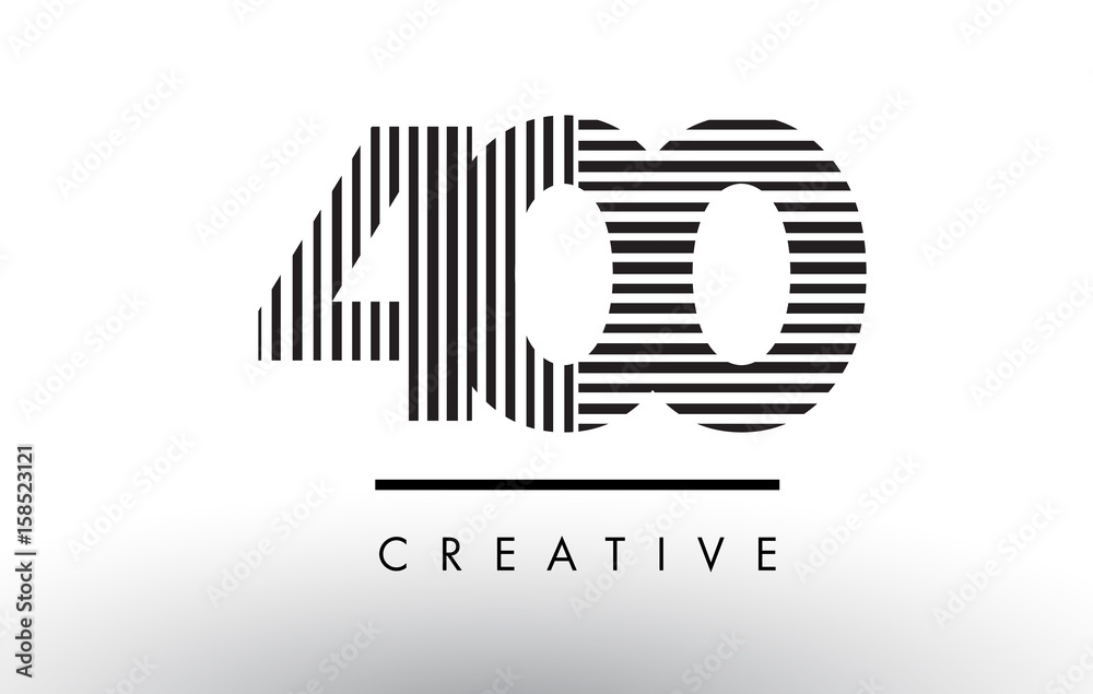 400 Black and White Lines Number Logo Design.