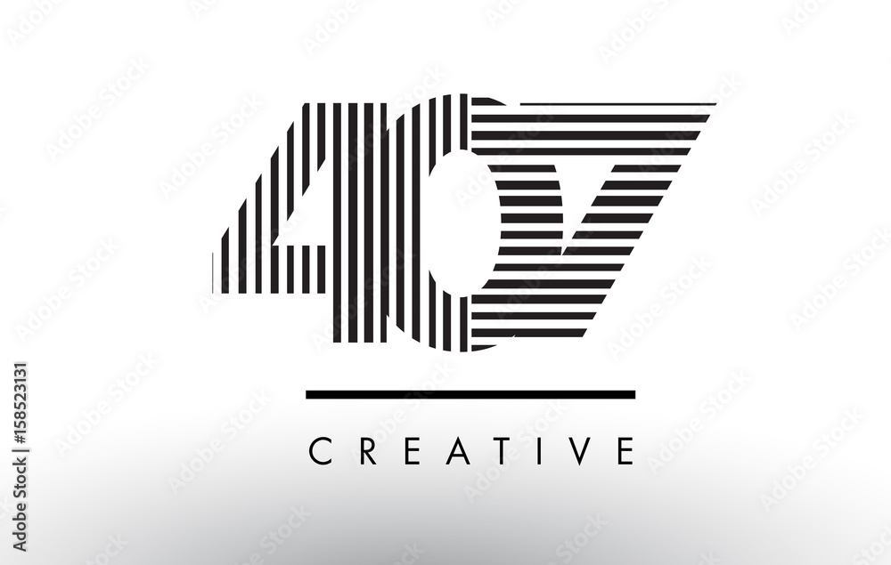 407 Black and White Lines Number Logo Design.