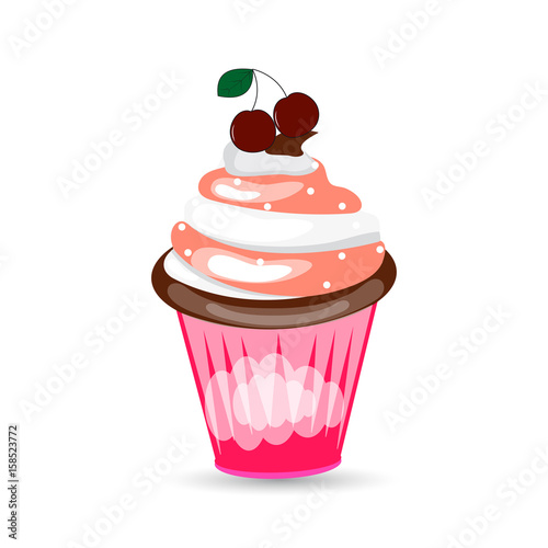 Icon of a cake with cream on a white background