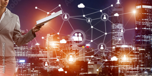 Concept of modern business networking that connect and cooperate people