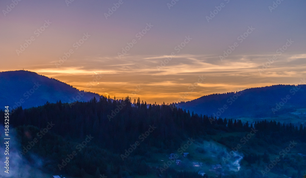 Fototapeta premium Background of Carpathian mountains landscape in Ukraine