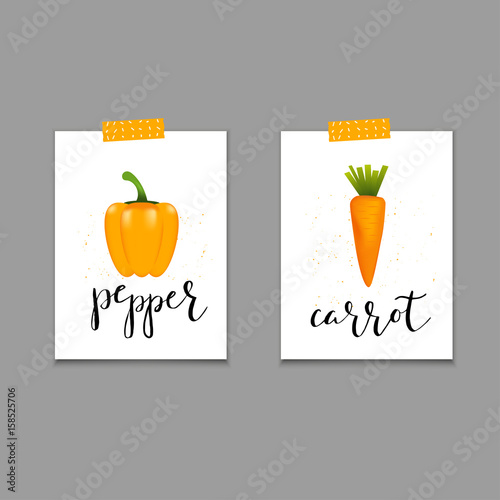 Set of healthy sticker vegetables. photo