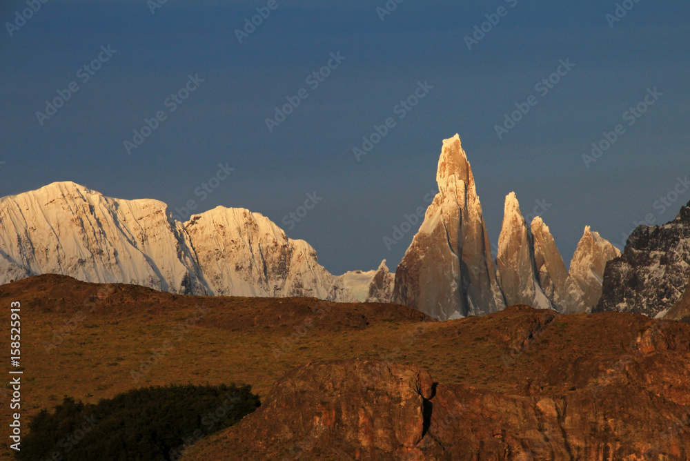Cerro Torre mountainline at sunrise, Los Glaciares National Park, El Challten, Patagonia, Argentina
