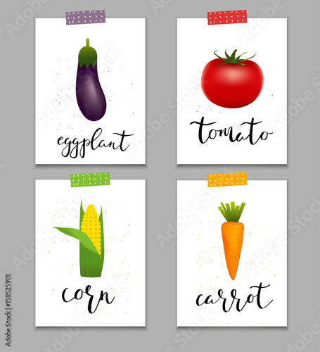 Set of healthy sticker vegetables. photo