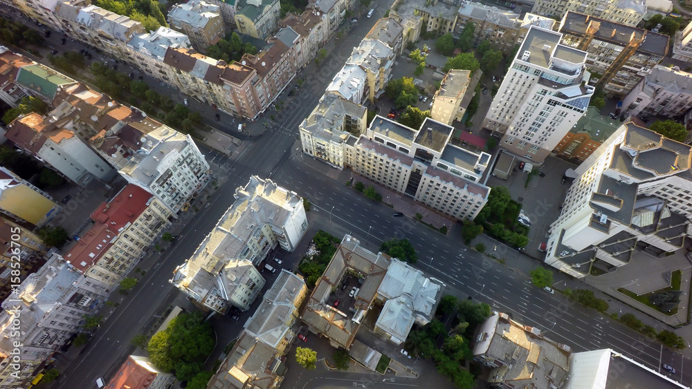 Summer morning in Kiev, aerial view