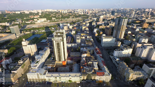 Summer morning in Kiev  aerial view
