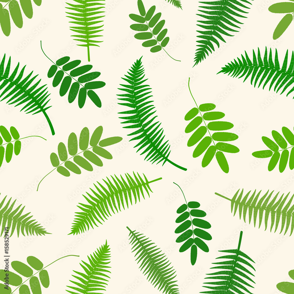 Seamless botanical pattern with fern branches Seamless botanical pattern with fern branches