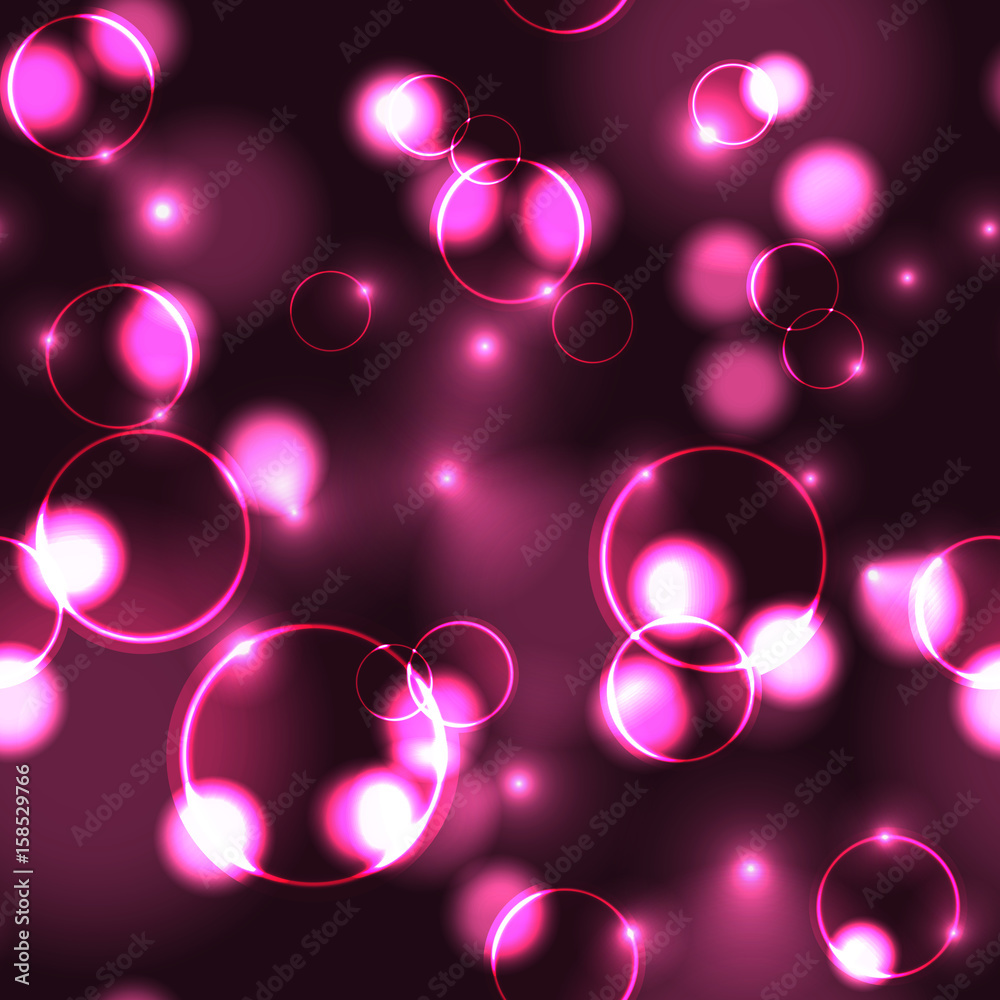 Neon pink bokeh effect seamless pattern