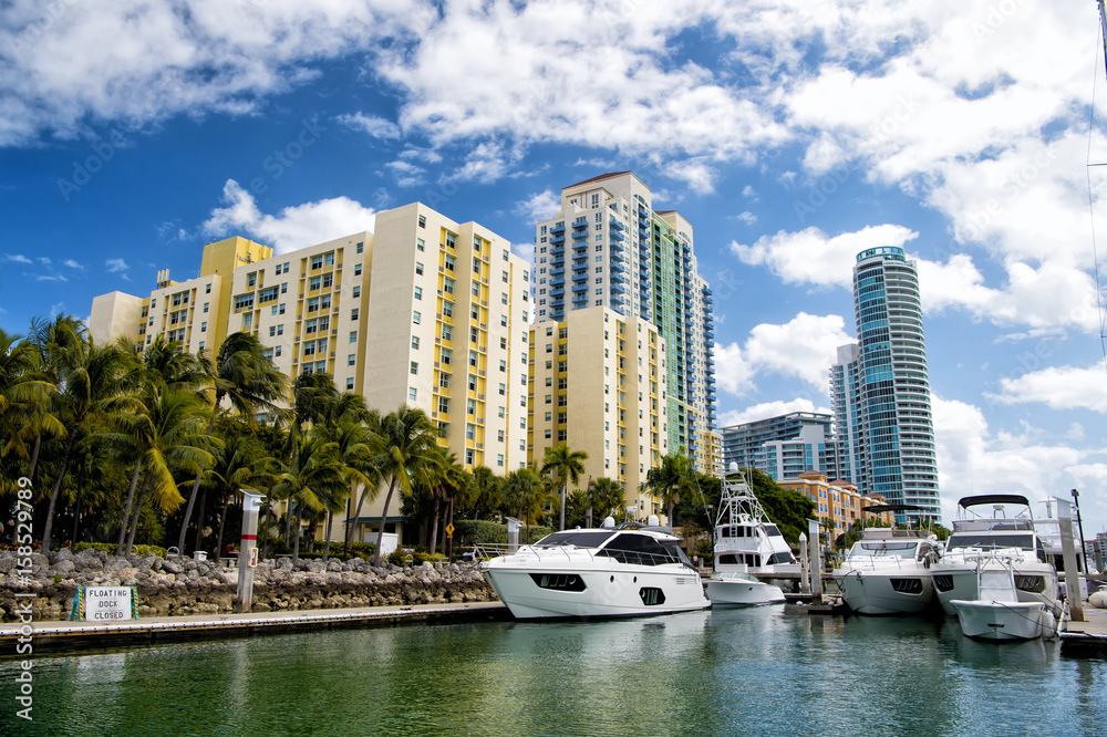 Naklejka premium Marina in Miami Beach, Florida, USA