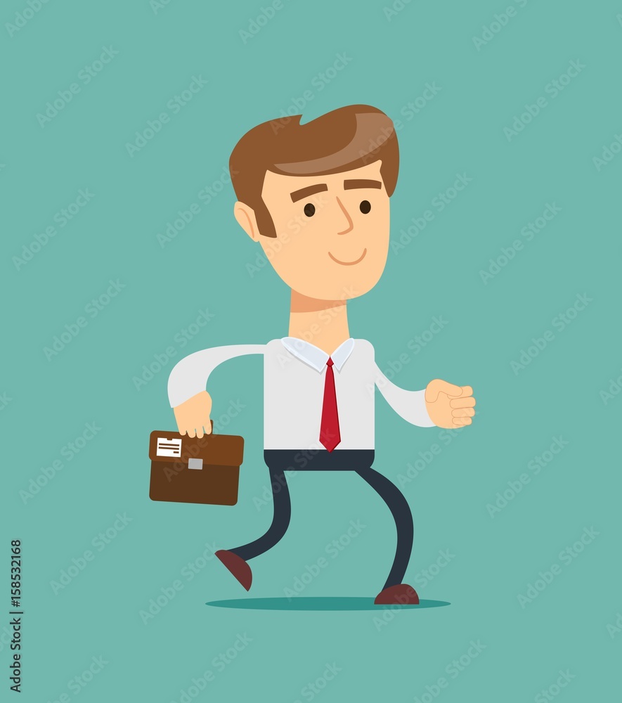 Simple cartoon of a businessman running. Stock vector illustration for poster, greeting card, website, ad, business presentation, advertisement design.