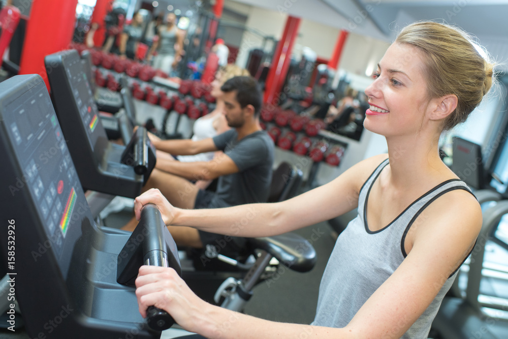 fit blonde using the step machine at the gym fit blonde using the step machine at the gym