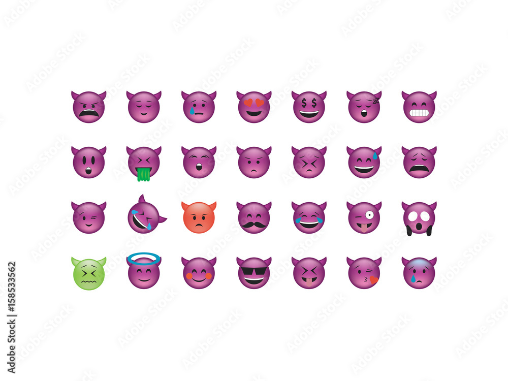 Set of devil emoticon Set of devil emoticon