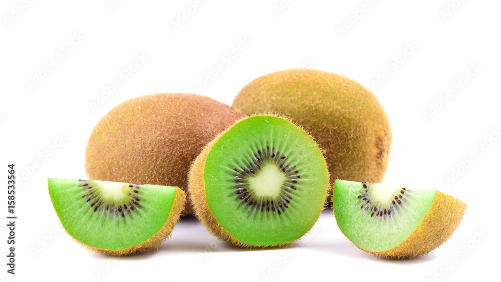 Fototapeta premium Group of kiwi fruit on white