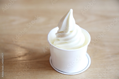 Japaese soft cream on wood